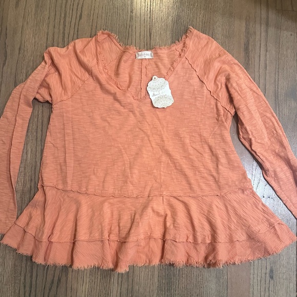 Altar'd State Medium Long Sleeve Boho Style Orange/Peach Shirt-NWT - Picture 1 of 6